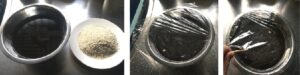 黒豆の煮汁を麹と合わせてボールに入れてラップをしている画像