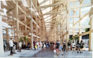 大阪・関西万博内の木造リングの建築物