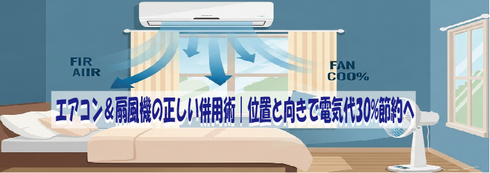 エアコン＆扇風機の正しい併用術｜位置と向きで電気代30％節約