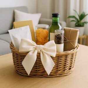 藤製のバスケットにいれられたお中元ギフト