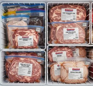 たくさんの種類の肉が販売されているコストコの肉売場の画像