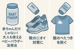 ベビーパウダーの使用方法をイラストで説明