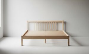 部屋の中央にすのこベッドフレームが置かれている画像