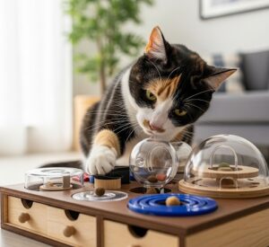 愛猫がおもちゃで遊んでいる画像