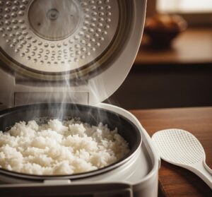 家庭用精米機で炊きあがったごはん