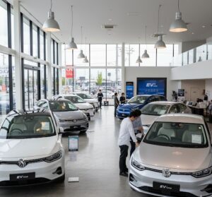 EVの中古車販売店の様子