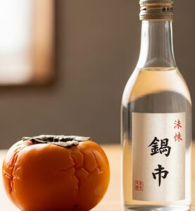 渋柿に焼酎を掛けて渋抜きをしている画像
