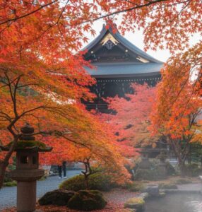 京都の歴史ある寺院の庭園の画像