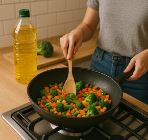 キャノーラ油で炒め物をしている画像