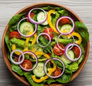 紫玉ねぎを使った野菜サラダ