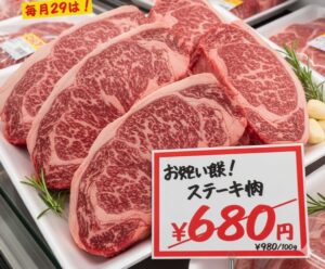 ２９日はロピアの肉の日のステーキ肉の画像