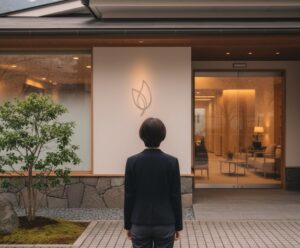 心療内科病院の入り口に立っている画像