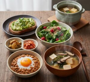 アンチエイジングに効果がある食材がテーブルの上に置かれている画像