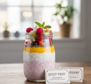 チアシードを使ったおしゃれでヘルシーなデザートをイメージした写真