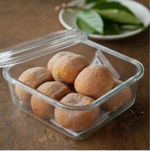 干し柿が透明のケースに入れられている画像