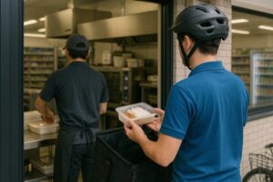 ローソンの店内で調理している画像