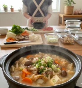 豊かな具材の温かい腸活スープ