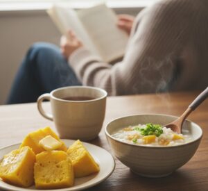 温かみのある木製のテーブルに、甘栗かぐやを使ったデザートが皿に盛り付けられている画像