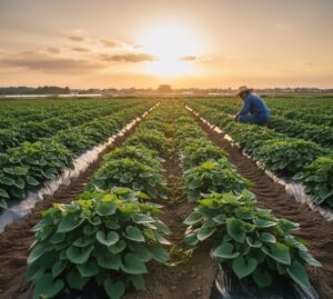 豊かな土壌で育つ栗かぐやの畑風景