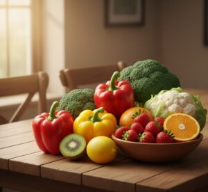 ビタミンCを含んだ彩り豊かな野菜と果物