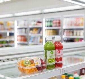 コンビニエンスストアの冷ケースに並ぶ、ビタミンCを意識した商品