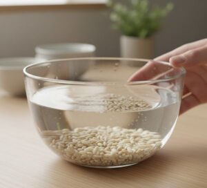 発芽玄米のごはんを浸水させている画像