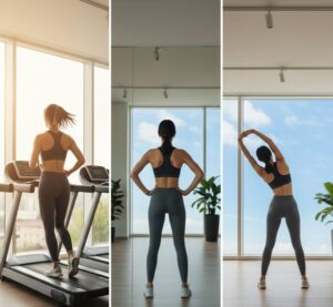 成感 ジムでの有酸素運動だけでなく、自然の中での活動も連想させるようなイメージ