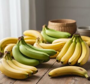 新鮮なバナナがずらりと並んだ様子