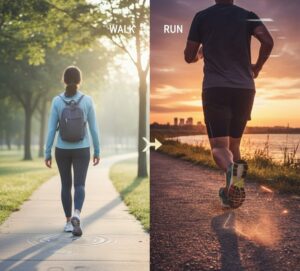 ウォーキングの穏やかさと継続性を表現した写真