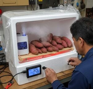 キュアリングに温度と湿度設定をしている画像