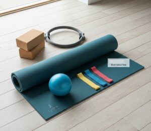 ピラティス器具がマットの上に置いてある画像