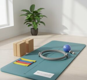 ピラティス器具がマットの上に置いてある画像