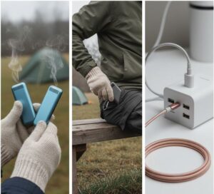充電式カイロから発熱している画像