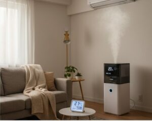 室内温度27度で湿度を２０％に設定している画像