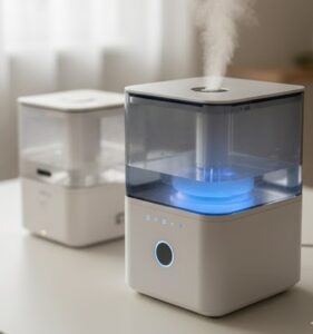 加湿器からスチームが上がっている画像