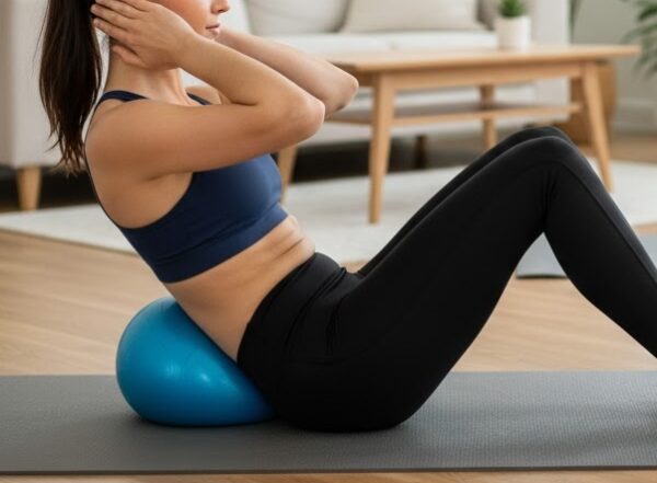 ミニボールを使って腹筋を鍛えている画像