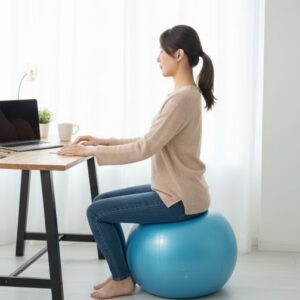 ミニボールを椅子代わりに使用してエ癖サイズをしている画像
