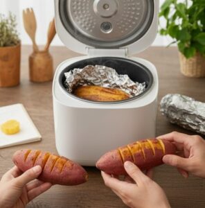 炊飯器で焼き芋が出来上がった画像