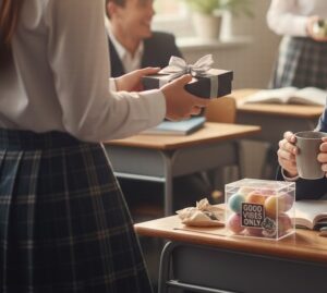 高校生がバレンタインギフトを渡そうとしている画像