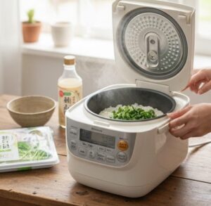 炊飯機で簡単に七草粥が炊き上がったが像