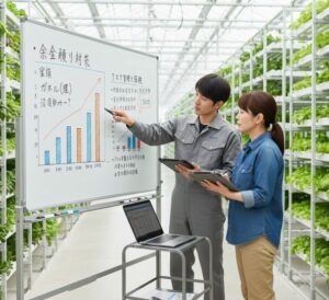 作物の成長過程の説明を受けている画像