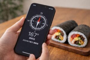 スマホで今年の方角を確認している画像