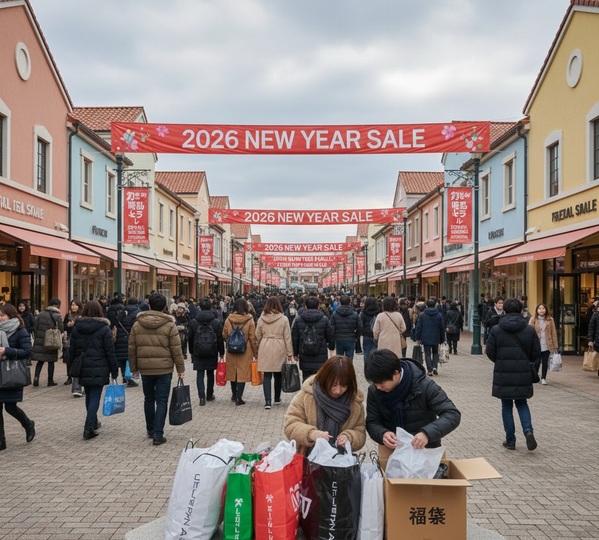 アウトレットモールの初売りの画像