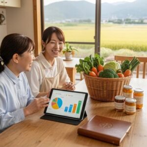 野菜の収穫データを管理している画像