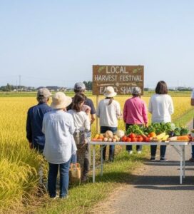 採れたて野菜を販売している画像