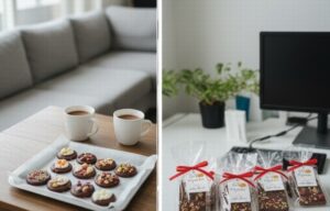 テーブルの上に置かれた手作りバレンタインチョコレート