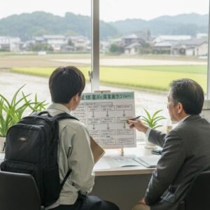 補助金支給申請の説明を受けている画像