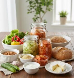 発酵食品がテーブルに並んでいる画像