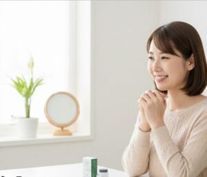 花粉予防クリームを付けている画像