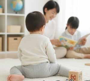 子供に語学学習をしている画像